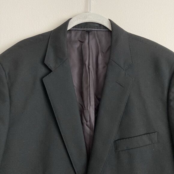 J Crew Blazer Mens 44L Black Ludlow Double Breasted Loro Piana Super 120 Wool - Picture 2 of 8